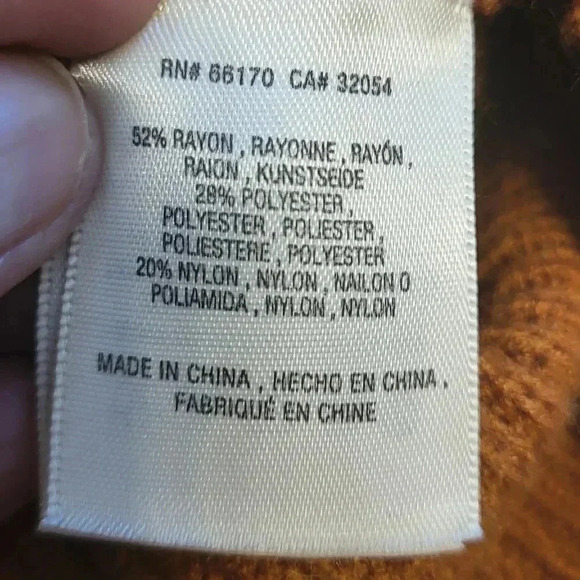 Anthropologie Moth Freeport Rust Orange Front Tie Knot V-Neck Ribbed Sweater(M) - Picture 7 of 8